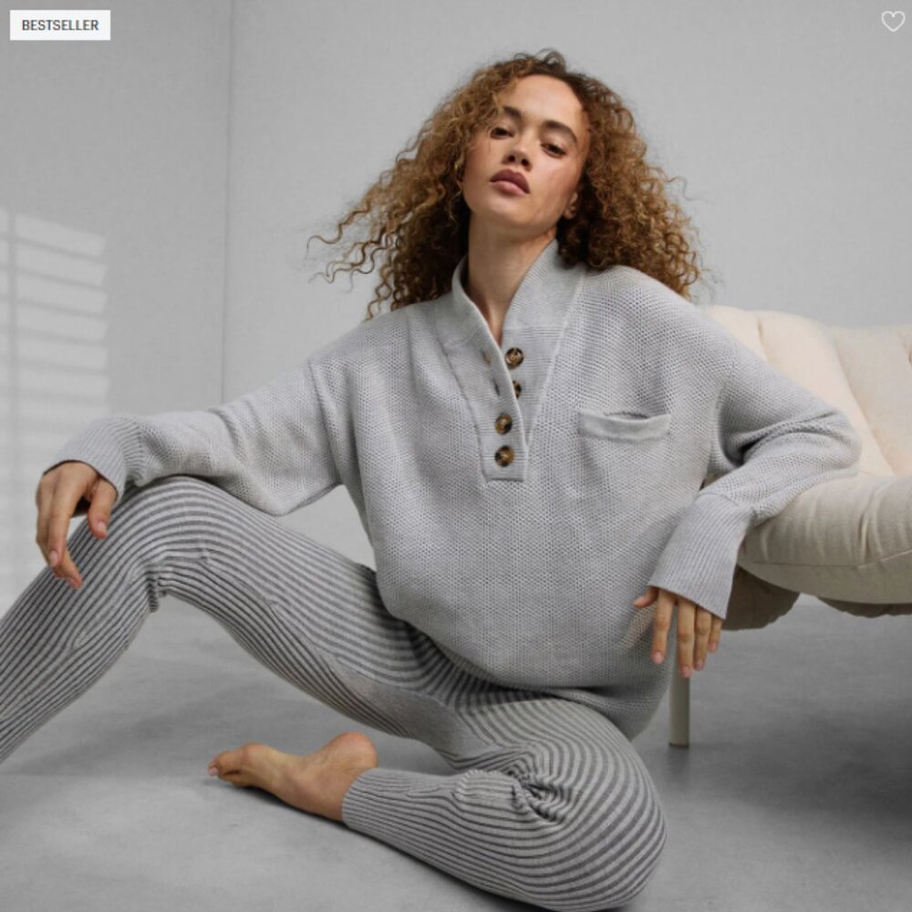 Lunya Cozy Cotton Silk Pocket Henley Mellow Heather Grey M